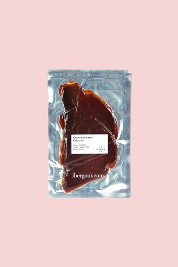 Cecina aus León Feblame (geräucherter Rinderschinken) aufgeschnitten