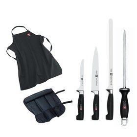 Messerset Zwilling Four Star in einer Canvas-Rolltasche Messerset Zwilling Four Star in einer Canvas-Rolltasche