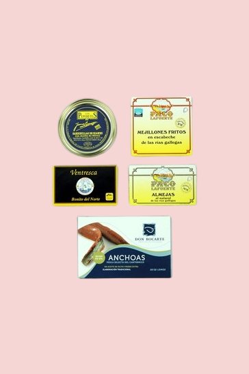 Set mit 5 Meereskonserven für einen leckeren Aperitif