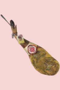 Serrano Schinken “Jamon Iberico de Bellota” Beher Etikette Rot Paleta (Vorderschinken)