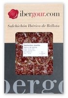 Einzelblister von Salchichón Bellota Extremadura (Salamiwurst) aufgeschnitten